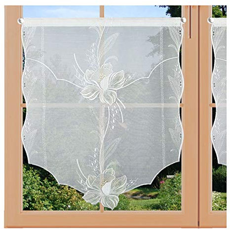 artex deko Scheibenhänger Blüte in Beige echtes Plauener Spitzen Bistro | Flächengardine Scheibengardine (Höhe x Breite 60 x 50 cm)