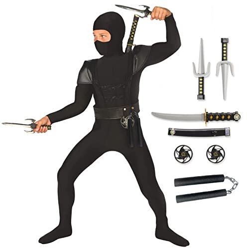 Morph Black Ninja Costume For Boy - Kids Halloween Ninja Outfit - Fun Dress Up Costume For Boys, Medium