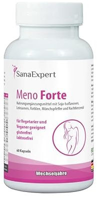 SanaExpert Meno Forte – Complément Naturel pour Soulager les Symptômes de la Ménopause – Avec Isoflavones de Soja, Calcium, Sélénium et Vitamines – 60 Gélules – Fabriqué en Allemagne