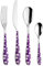 Pintinox Set 24 pz, Acciaio Inox Nichel Free, Serie Bollicine, Manico Colore Viola con Pois Bianchi, Con Scatola Regalo