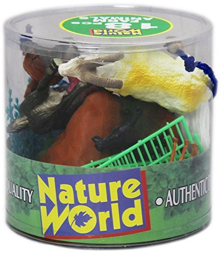 KandyToys 18 Piece Toy Animals Play Set in Tub | Wildlife Playset with Toy Animals and Play Mat | Kids Toys