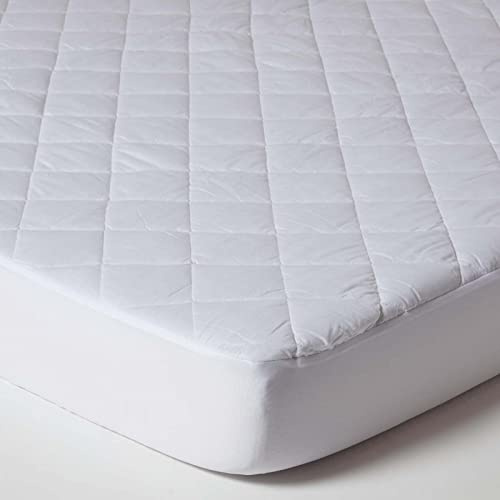 HOMESCAPES Deep Quilted Double Waterproof Mattress Protector Oeko-Tex Hypoallergenic & Washable Mattress Topper with Fully Elasticated 30 cm Deep Thick Stretch Fabric Skirt