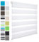 WOLTU Doppelrollo Klemmfix ohne Bohren Weiß B100 x H150 cm, Duo Rollo Zebrarollo Fensterrollo Klemmrollo Seitenzugrollo Easyfix lichtdurchlässig & verdunkelnd Rollos für Fenster und Tür