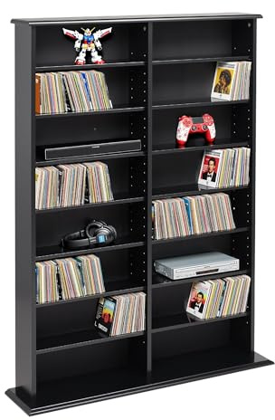 Prepac Double Width CD DVD Wall Media Storage Rack in Black