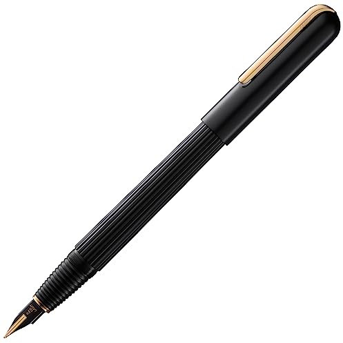 LAMY imporium Füllhalter 060 - Füller mit ungewöhnlichem Korpus in mattschwarzer PVD Veredelung, einem polierten Clip aus Gold (galvanisiert) und einem 14 kt. Bicolor-Goldfeder - Federstärke F