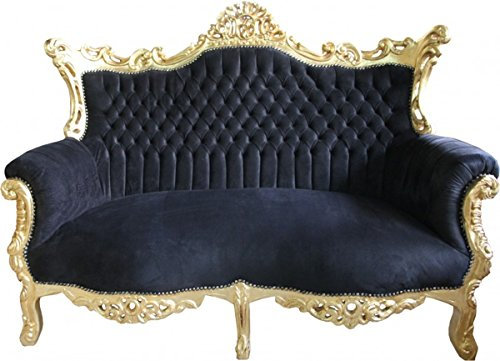 Casa Padrino Barock 2-er Sofa Master Schwarz/Gold - Antik Stil Möbel