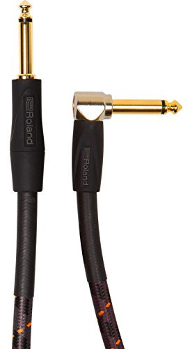 Roland Gold-Serie Patch/Pedal-Kabel – gerade auf gewinkelte 6,3-mm-Klinkenstecker, Länge: 4,5 m – RIC-G15A
