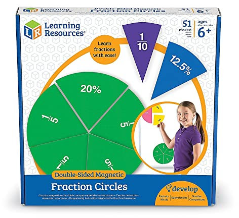 Learning Resources Magnetische Bruchkreise in Regenbogenfarben – Doppelseitiges Lernspielzeug – Brüche & Prozentwerte verstehen – Geschenkidee Weihnachten – 9-teiliges Set für Whiteboard