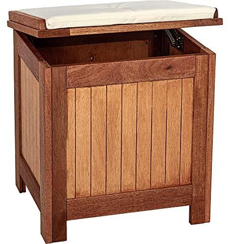STILISTA Auflagenbox 61 x 55 x 43 cm, FSC®-zertifiziertes Shorea-Hartholz, inkl. Kissen, geölt