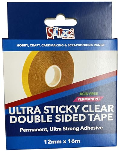 Stix2 Double Sided Polyester Ultra Sticky Clear Tape, 12mm x 16m