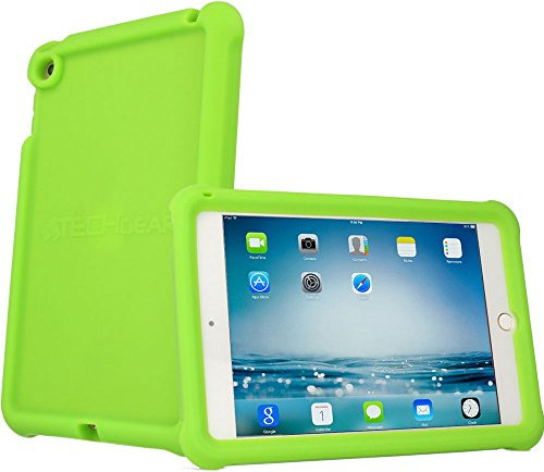 TECHGEAR Bumper Case fits Apple iPad Mini 5 2019, iPad Mini 4, Rugged Light Weight Shockproof Soft Silicone Protective Easy Grip Case + Screen Protector [Green] - Kids & School Friendly Case