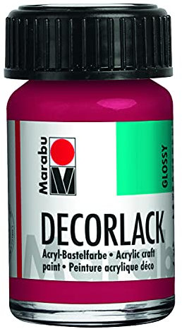 Marabu 11300039032 - Peinture acrylique rouge carmin 032, 15 ml, vernis acrylique brillant à base d'eau, résistant aux intempéries, à la salive, pour peinture, pochoir et technique de serviettage