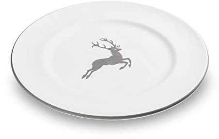 GMUNDNER KERAMIK Speiseteller Gourmet Durchmesser : 27 cm grauer Hirsch Geschirr, handgemacht in Österreich