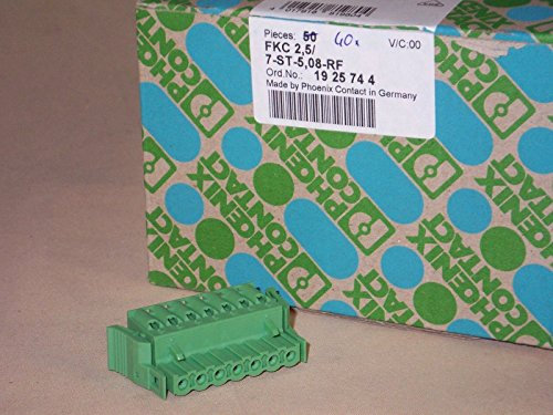 PHOENIX CONTACT FKC 2,5/7-ST-5,08-RF Leiterplattenstecker, Grün, 2.5mm² Nennquerschnitt, 7 Anzahl der Anschlüsse, FKC 2,5/..-ST Artikelfamilie-RF Artikelfamilie, 5.08mm Rastermaß, 50 Stück