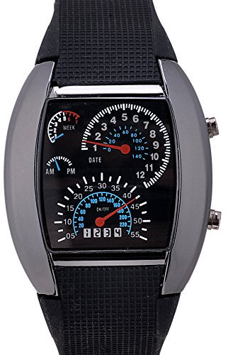 AMPM24 - Orologio da polso per uomo, Aviation Pilot, con tachimetro a LED fosforescente