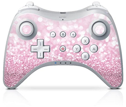 DeinDesign Skin kompatibel mit Nintendo Wii U Pro Controller Folie Sticker pink Glitzer Look Glanz