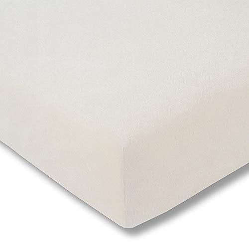 ESTELLA Spannbetttuch Samt Velours | Elfenbein | Frottee | 100x200 cm | passend für Matratzen 90-100 cm (Breite) x 190-200 cm (Länge) | trocknerfest und bügelfrei | 80% Baumwolle 20% Polyester