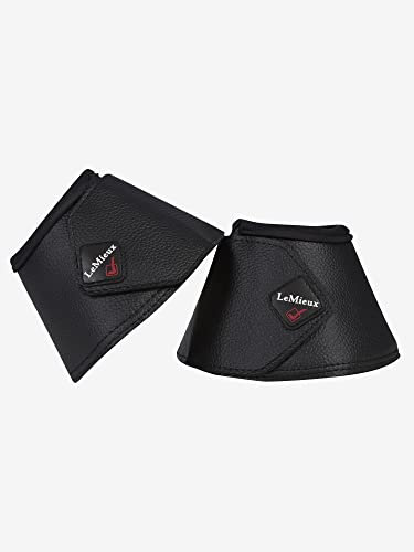 LeMieux Unisex-Erwachsene Leder-Wickelband, rund, 1 Paar Hufglocken, Schwarz