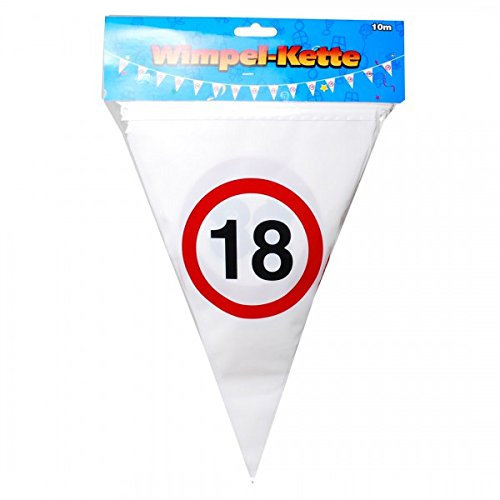 Geburtstag Wimpel Girlande 18 Jahre Verkehrsschild Party Deko Happy Birthday