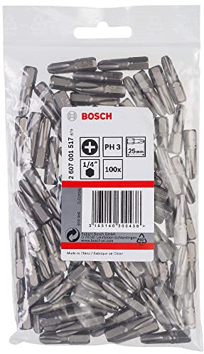 Bosch Accessories Bit Extra-Hart für Phillips-Kreuzschlitzschrauben (PH3, Länge: 25 mm, 100 Stück)