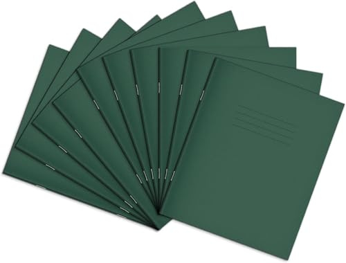 Rhino 8 x 6.5 Exercise Books, 48-Page / 8mm Lined with Margin Paper Notebook, 100-Pack, Writing Book, Office & School Stationery Supplies, Dark Green