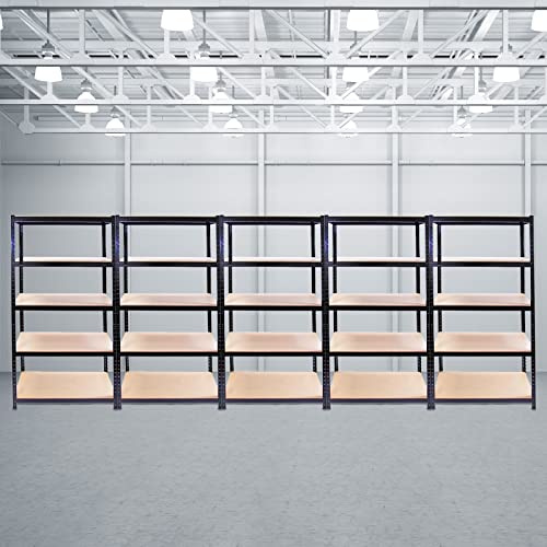 Monster Racking 5 x 90cm Black Warehouse Storage Bays/Garage Shed Shelving/Utility Rack + FREE Rubber Mallet