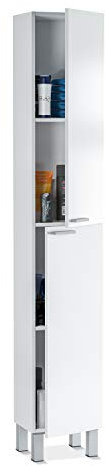 Habitdesign - Mueble de Baño, Columna de baño 2 Puertas y 4 Patas, Modelo Koncept, Acabado en Color Blanco Brillo, Medidas: 30 cm (Ancho) x 182 cm (Alto) x 25 cm (Fondo)