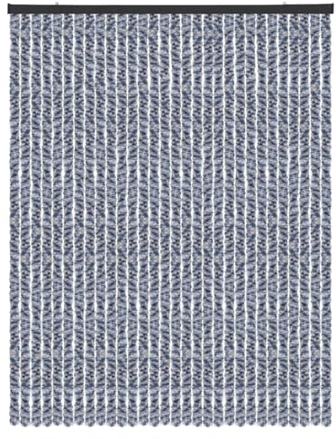 Arsvita Flauschvorhang Türvorhang (120x200 cm) in Meliert Blau-Weiß-Silber als Insektenschutz für Balkon, Terrasse oder Wohnmobil, Wohnwagen, Pavillon
