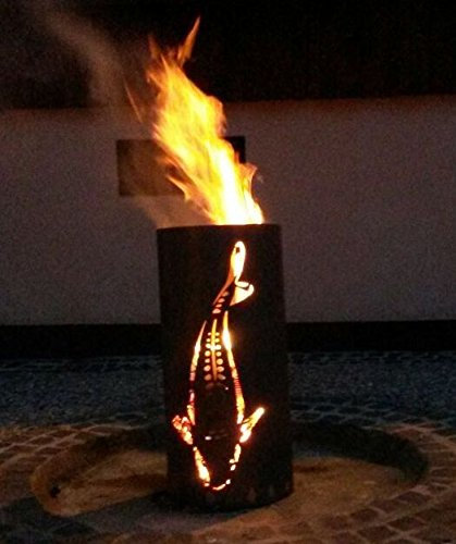 TiKo-Design Feuertonne - Lagerfeuertonne - Feuerkorb mit Koi Motiv – Verleihen Sie Ihrem Garten EIN besonderes Ambiente für unvergessliche Abende mit ihren Freunden