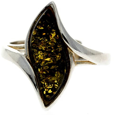 SilverAmber Jewellery – Moderner verstellbarer Ring aus 925er Sterlingsilber und baltischer Honigbernstein – GL410A