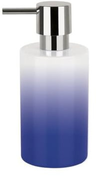 Spirella Seifenspender Tube | mit Edelstahlpumpe | Flüssigseifen-Spender | Porzellan | 300ml | Langliebig und Robust | Blau/Weiß