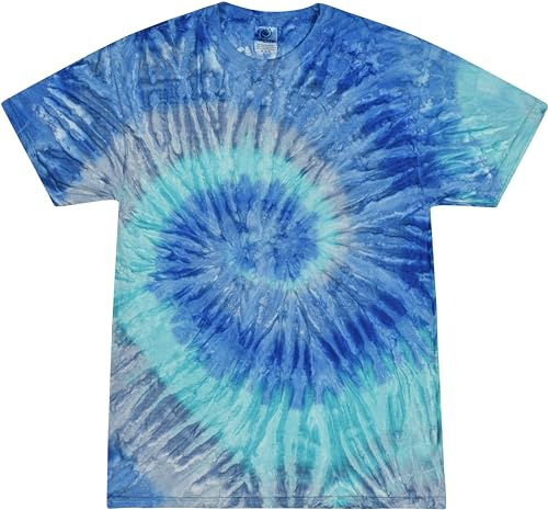 Colortone 100% Cotton Pigment Tie Dye T-Shirt for Women and Men, Large, Blue Jerry