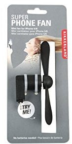 Kikkerland Black iPhone Fan Plug and Play Micro USB Portable Cooler in Original Packaging