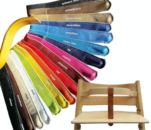KidProof Öko ECHT Lederriemen für Hochstuhl kompatibel zu Stokke Tripp Trapp uvm. Schrittgurt Riemen Bügel Gurt Frontbügel (Hellblau)