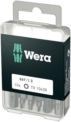 Wera 05072406001 Torx Extra-Tough Bits 867/1 Z TX10 x 25 mm, Pack of 10