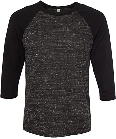 BELLA+CANVAS Unisex 3/4-Sleeve Baseball T-Shirt L Blck MRBLE/Blck Black Marble/Black