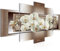 Runa Art Wandbilder Blumen Orchidee 5 Teilig Bild auf Vlies Leinwand Deko Wohnzimmer Abstrakt Beige Braun 205452c