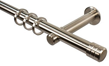 iso-design Edelstahl Gardinenstangen 20 mm mit Endstück Rillenkappe, 360 cm (2 x 180 cm)