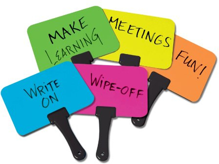 Trainers Warehouse Briteboards: Premium Set of 10 Fluorescent Dry-Erase Response Boards | Versatile, Colorful Paddles for Icebreakers, Voting & More | Perfect for Classrooms & Meetings (6 x 7.75)