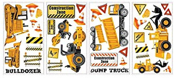 RoomMates RMK2330SCS Construction Trucks Peel and Stick Wall Decals