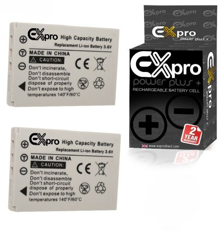 Ex-Pro® [2 PACK] Olympus Li-80b, Li80b, 900mAh High Power Plus+ 2 Year Warranty Replacement Lithium Li-on Digital Camera Battery for Olympus T-100 T100 X-960 X960