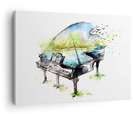Bilder auf Leinwand Klavier Natur Musik Eleganz Leinwandbild 70x50cm Wandbilder Dekoration Wohnzimmer Schlafzimmer Küche Deko Klein Wanddeko Bild Wand Kunstdruck Art Wall Decor Canvas AA70x50-3034
