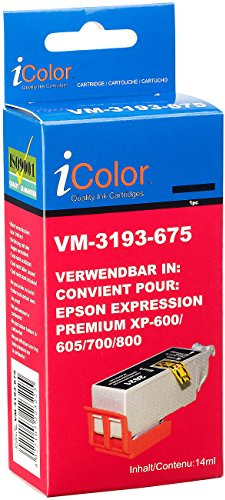 iColor Tintenpatrone für Epson (ersetzt T2621 T26 / 26XL), Black (kompatible Tintenpatronen Tintenstrahldrucker)