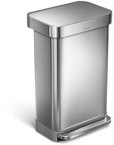 simplehuman CW2024 45 Liter, rechteckiger Treteimer mit Beutelfach, Mülleimer Küche, gebürsteter Stahl, 10 Jahre Garantie