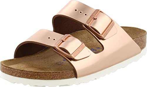 Birkenstock Women's Arizona Soft Footbed Sandals, Metallic Copper, 9 Medium US