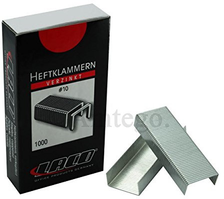 Amtego Heftklammern HK 10 verzinkt, 1000 Stück, Silber oder Grau, Büroklammern, Staples