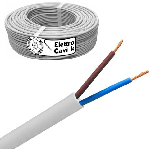 ELETTROCAVI K - CAVO ELETTRICO FROR 2x1,5 mm² GOMMATO ANTIFIAMMA FLESSIBILE BIPOLARE 2 POLI 450/750V CPR PROFESSIONALE MADE IN ITALY 50 METRI