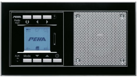 Honeywell Home PEHA MP3 Unterputz-Radio AudioPoint im Nova-Design ohne Funksender, Rahmen Piano schwarz