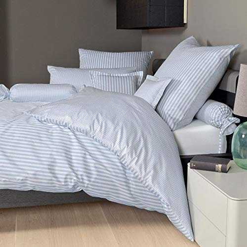 Janine Design Streifen-Bettwäsche modern Classic perlblau Bettbezug einzeln 200x220 cm