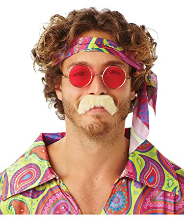 Rubies Official 70s Moustache Blonde, Adult Costume - One Size Halloween